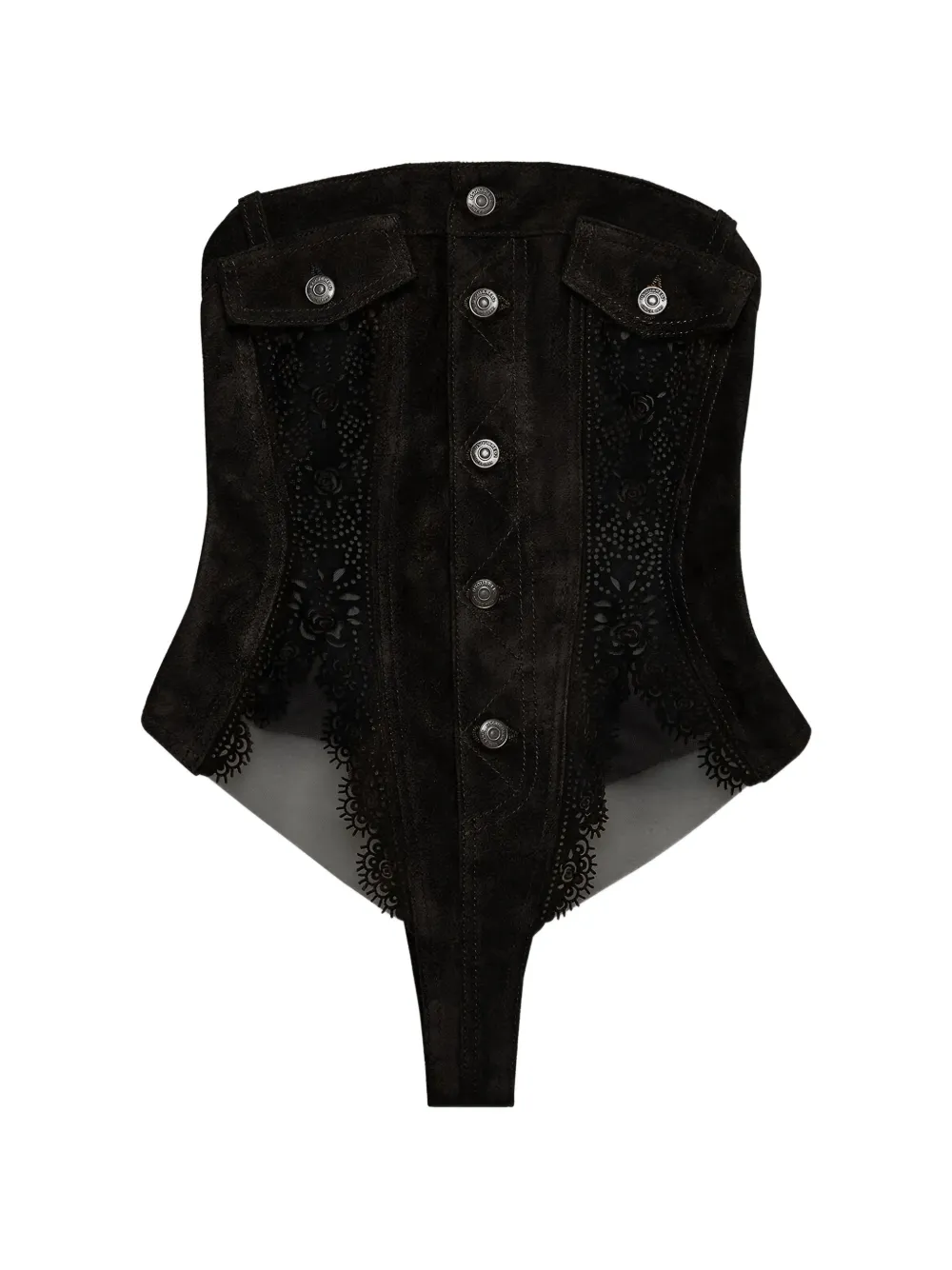 Dsquared2 Leather Bodysuit In Black