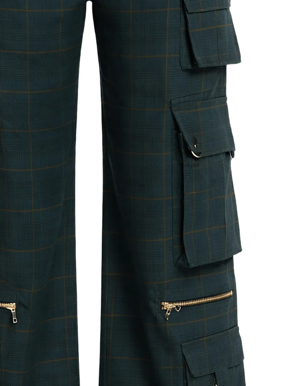  Cynthia Rowley Plaid Cargo Trousers - Green 