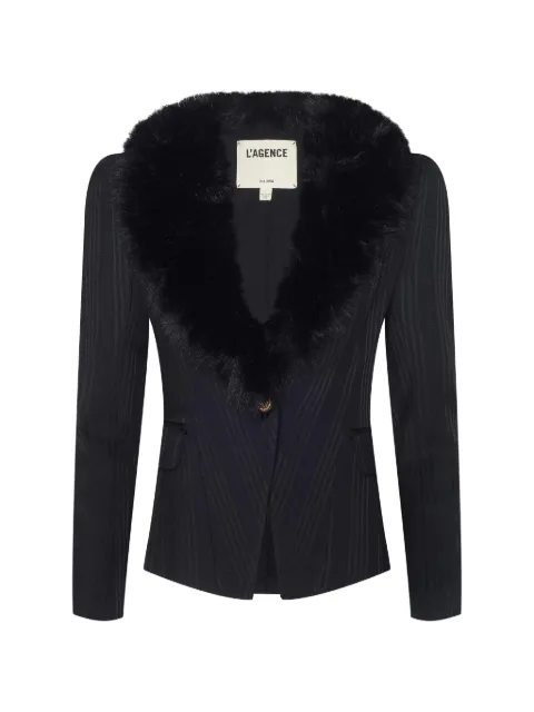L'Agence Kaisley fur-trim blazer