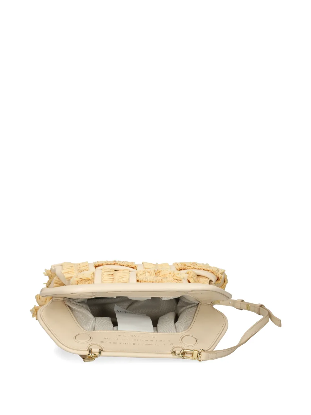 Themoirè Kleine geweven crossbodytas met franje Beige