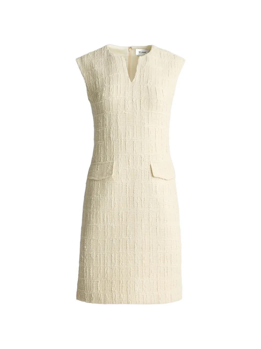 St. John Cameron textured plaid V-neck mini dress - Neutrals