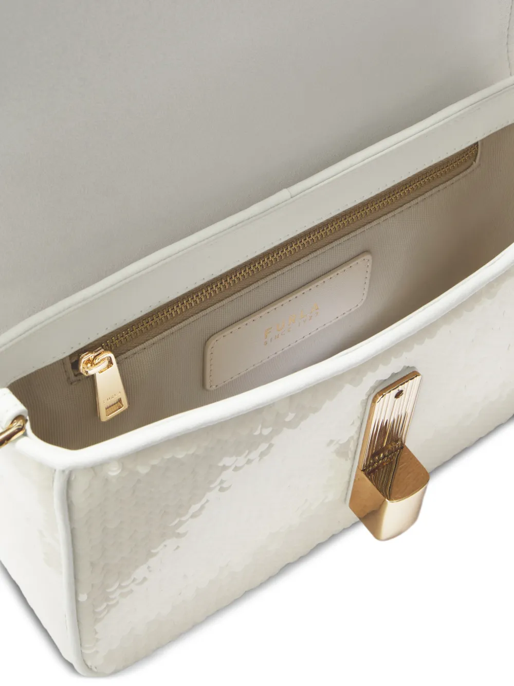 Furla S Iride crossbodytas met pailletten Wit