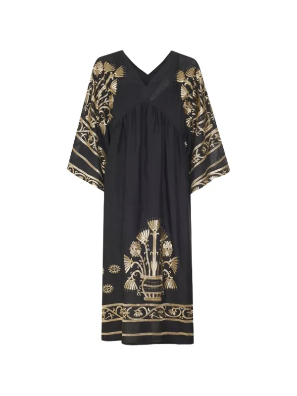 greek archaic kori midi dress GREEK ARCHAIC KORI feather-embroidered Tiered Midi Dress | White