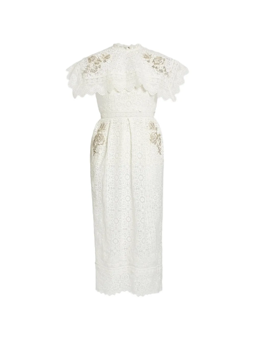 ERDEM embroidered guipure midi dress - Toni neutri