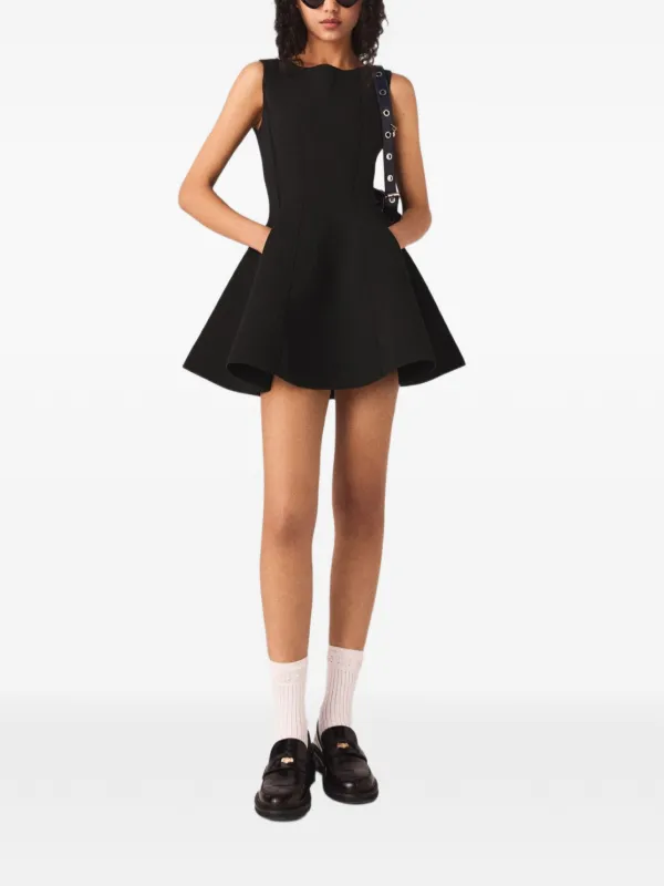 maje black dress Pleated knit midi dress Black / Gray For Women