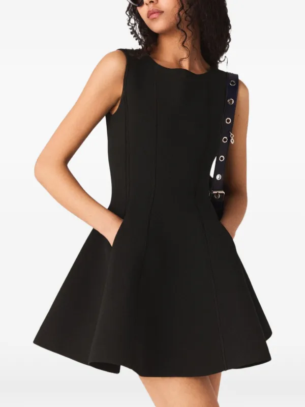 black polyester dress Black A-Line Belted Midi Dress & Reviews - Black - Dresses