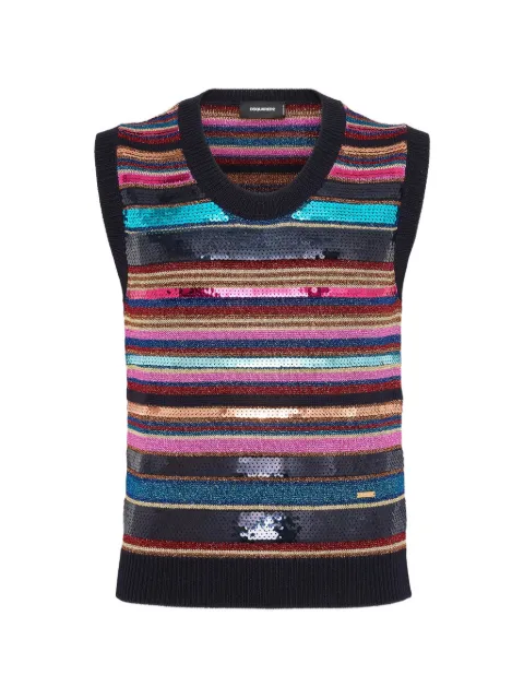 DSQUARED2 striped sequinned vest