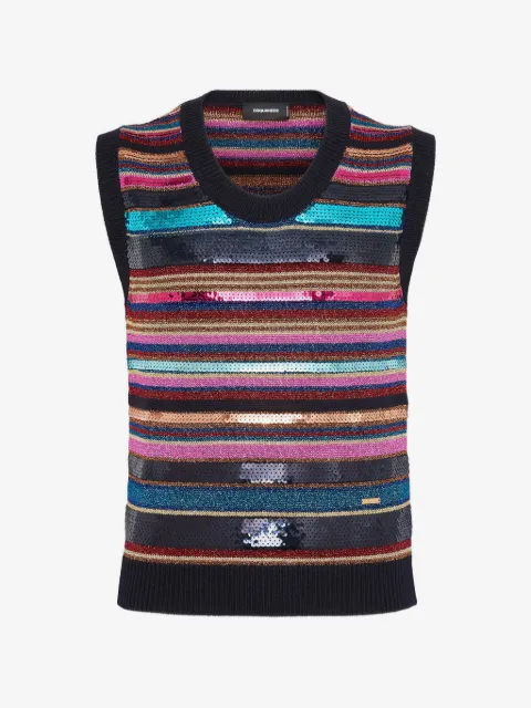 DSQUARED2 chaleco con motivo de rayas y lentejuelas