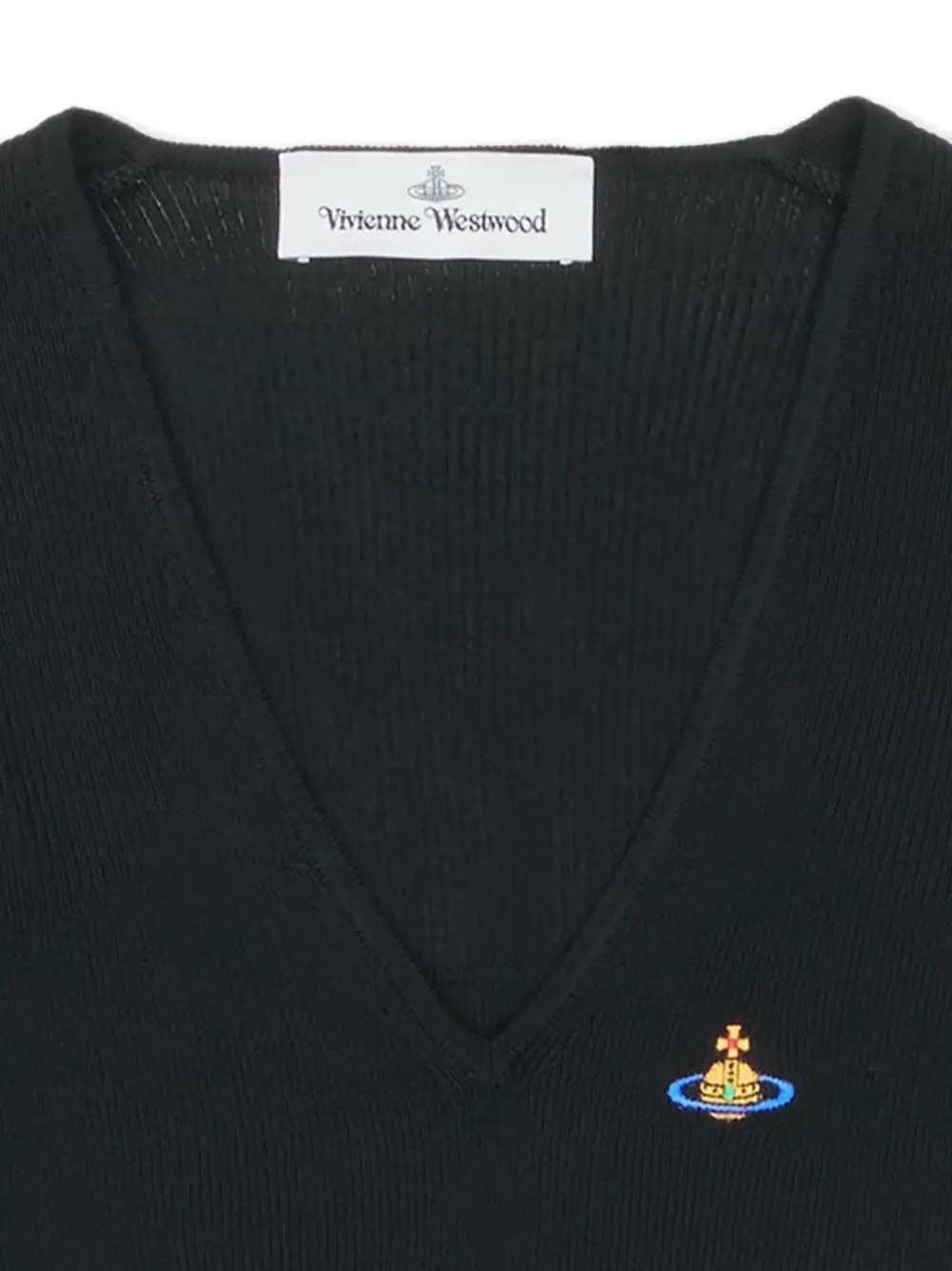 Vivienne Westwood Trui met geborduurd logo en V-hals Zwart