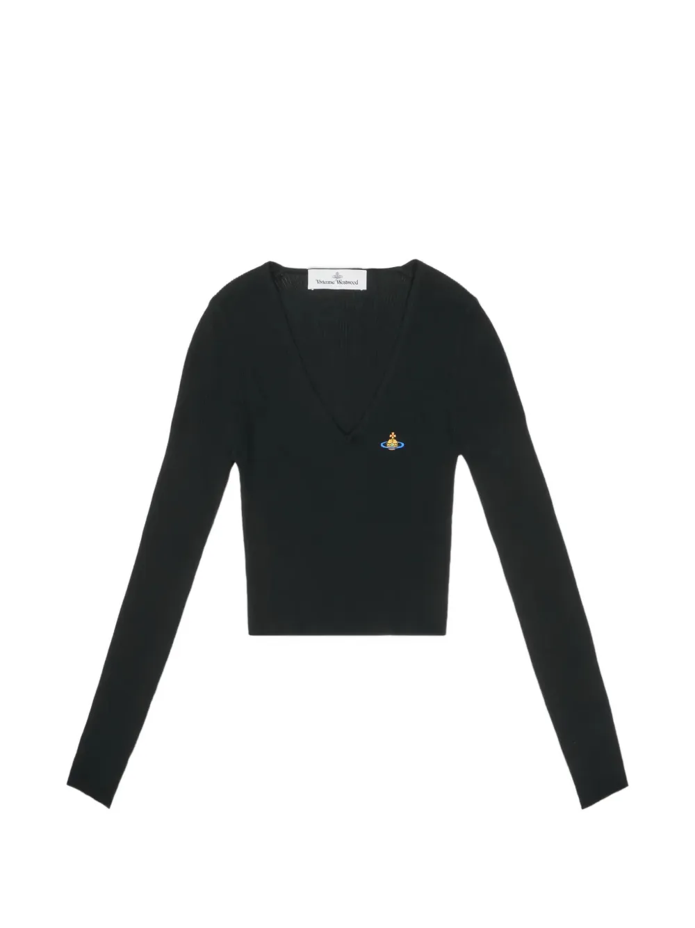 Vivienne Westwood logo-embroidery V-neck sweater - Nero