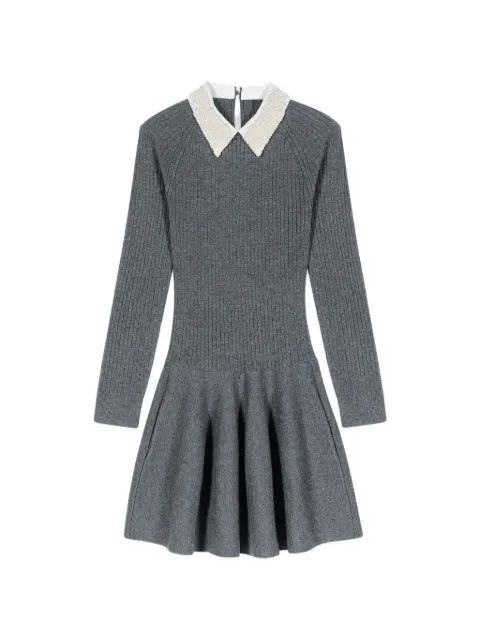 Maje 비즈 칼라 골지 미니 드레스