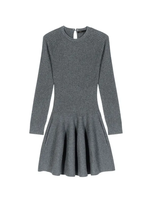 maje 2 in 1 knit dress beaded-collar Short | Grey Mini dress