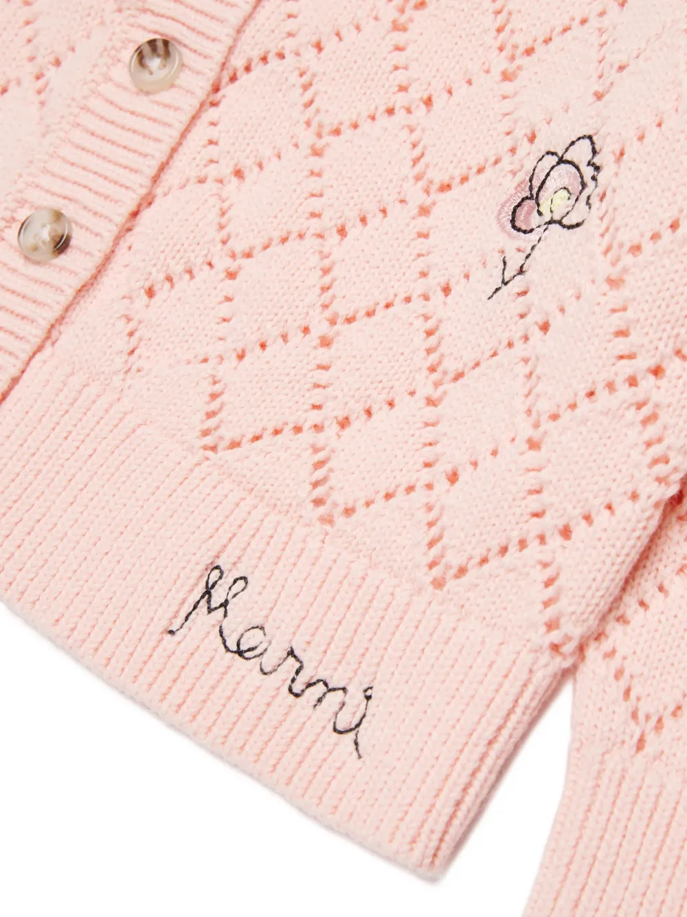 Marni Kids Opengewerkte vest met geborduurd detail Roze