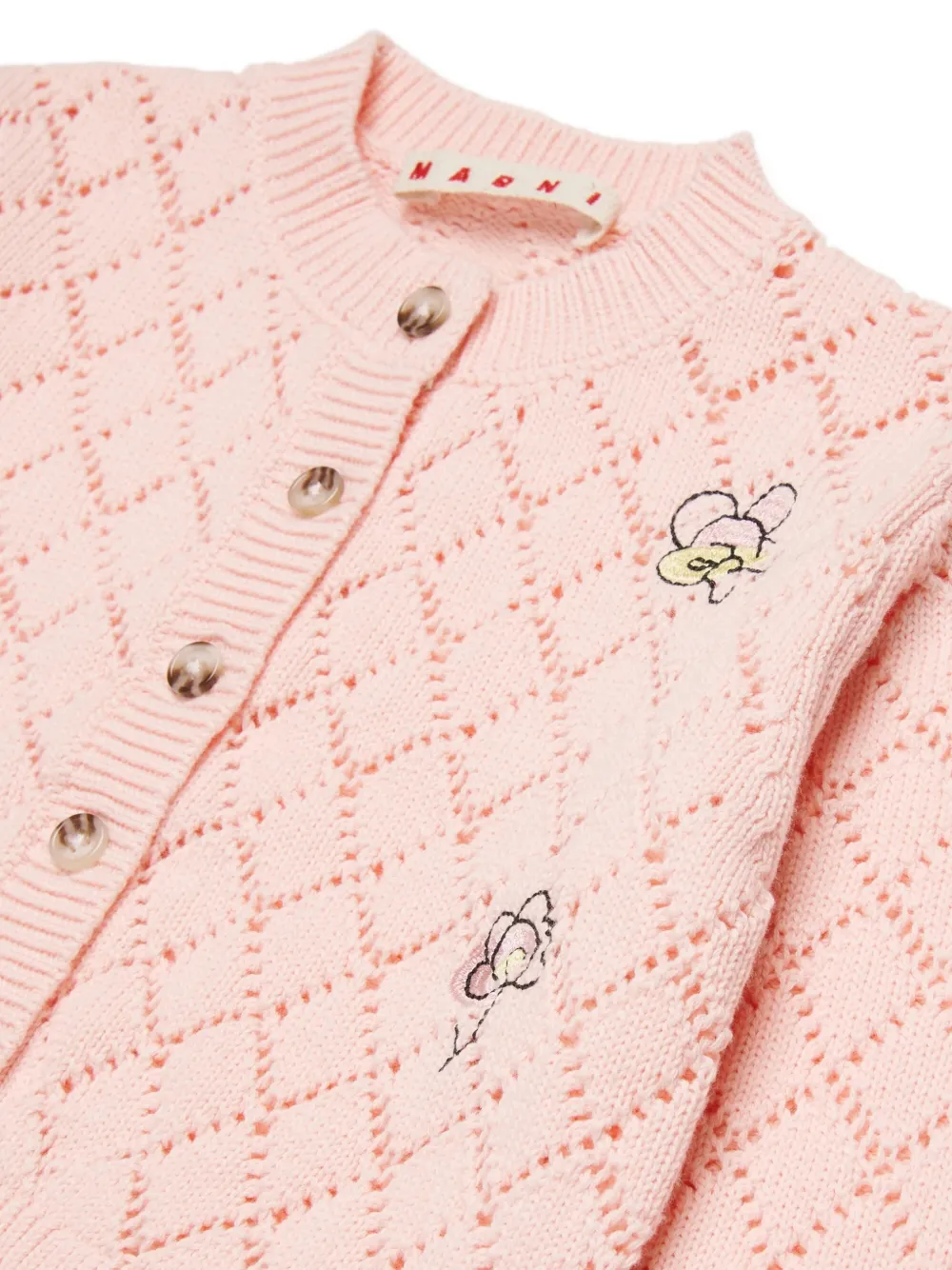 Marni Kids Opengewerkte vest met geborduurd detail Roze