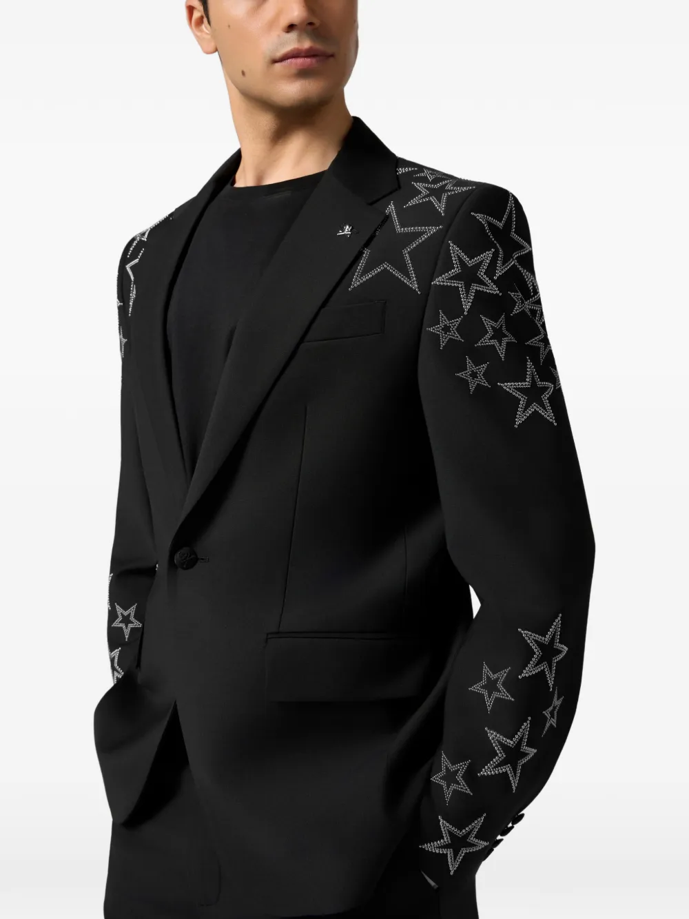 Philipp Plein Blazer met studs en sterdetail Zwart
