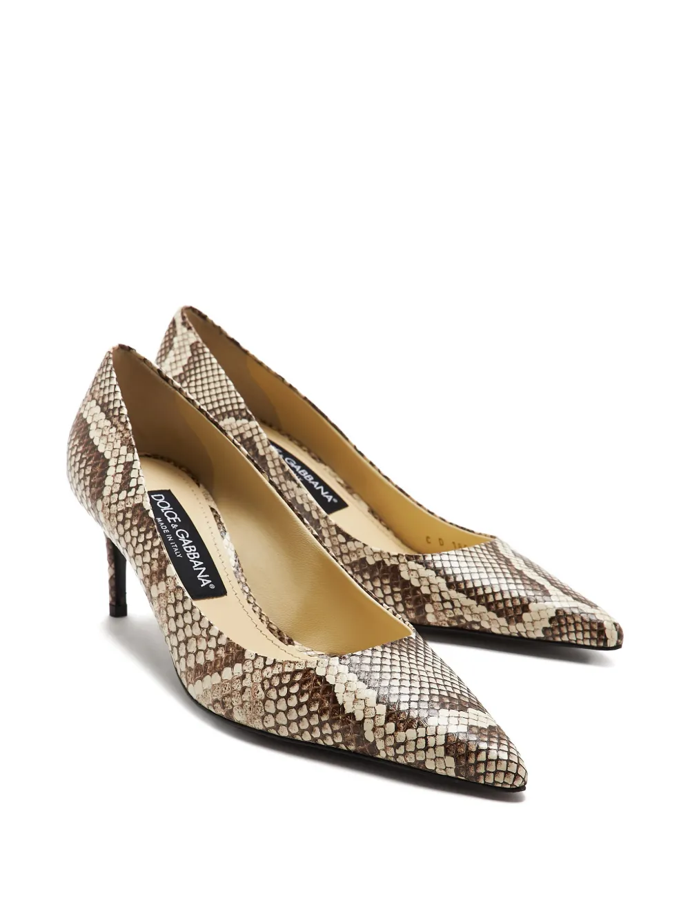 Dolce & Gabbana Pumps met slangenprint en logo Beige