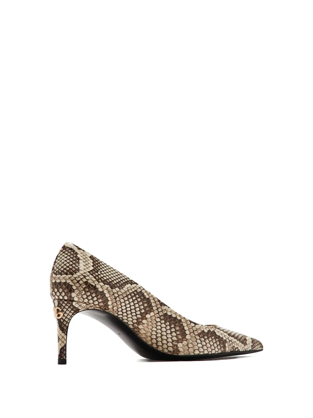 Dolce & Gabbana Pumps met slangenprint en logo Beige