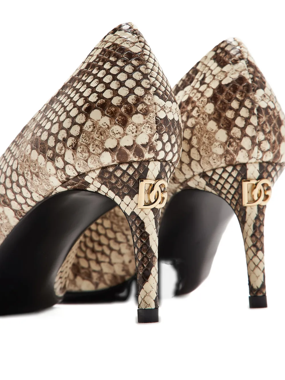 Dolce & Gabbana Pumps met slangenprint en logo Beige