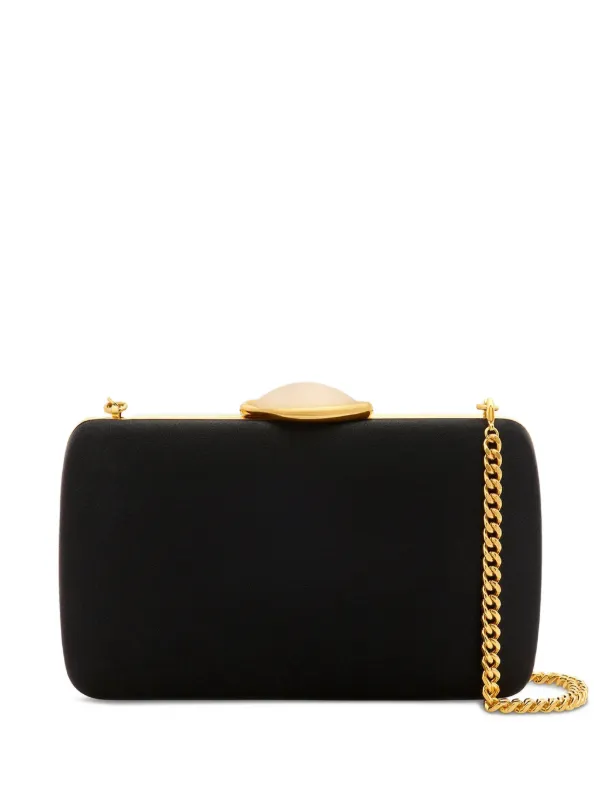 Oscar de la Renta Stone-clasp Clutch Bag in Black