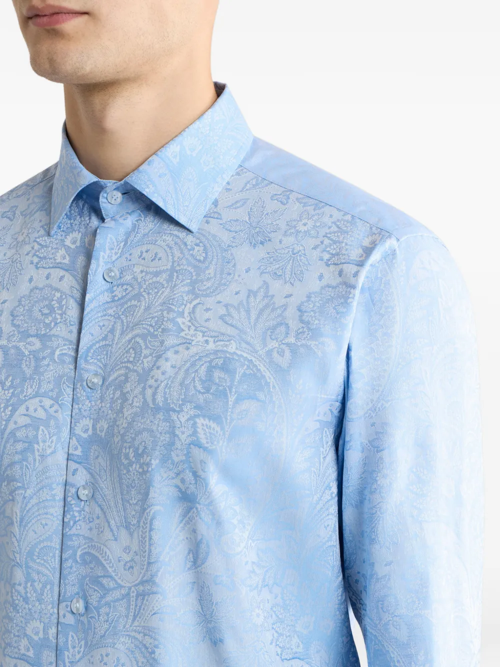 ETRO Katoenen overhemd met paisley-print Blauw