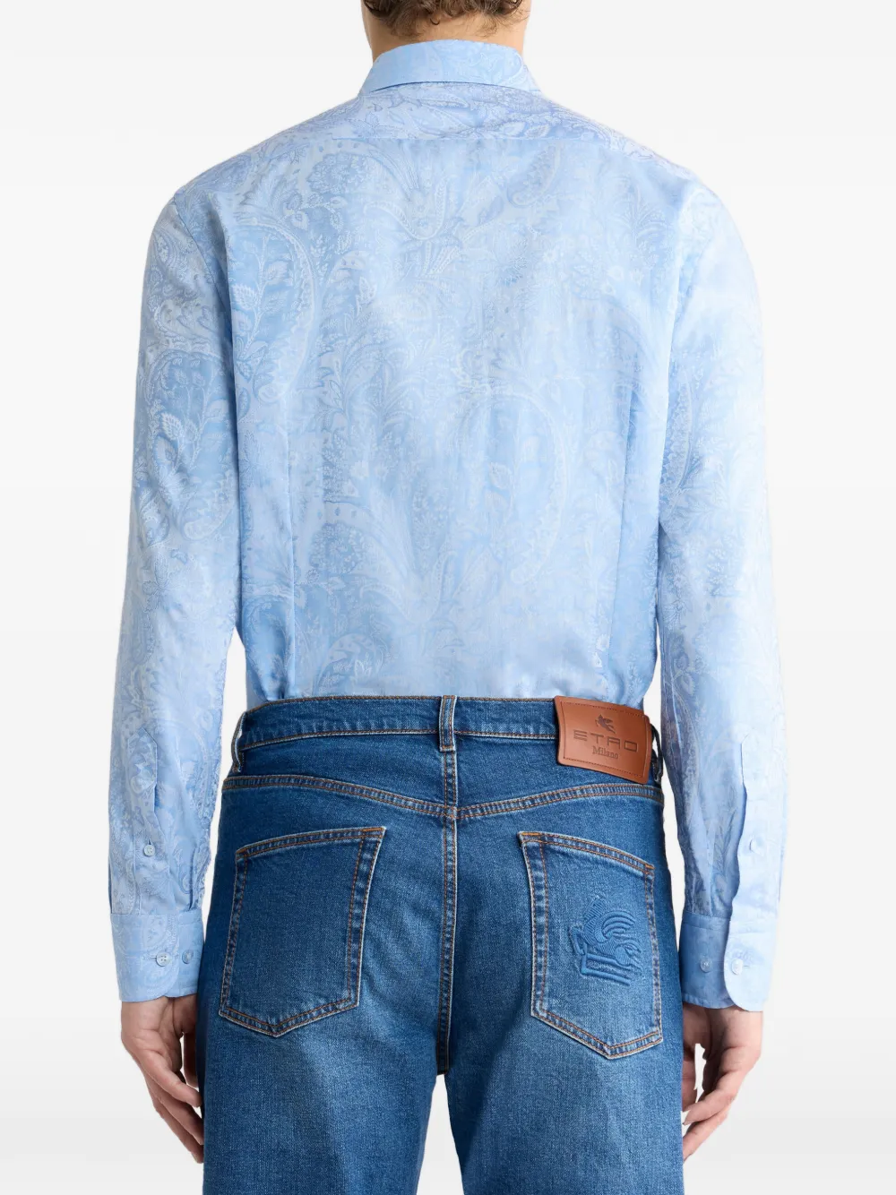ETRO Katoenen overhemd met paisley-print Blauw