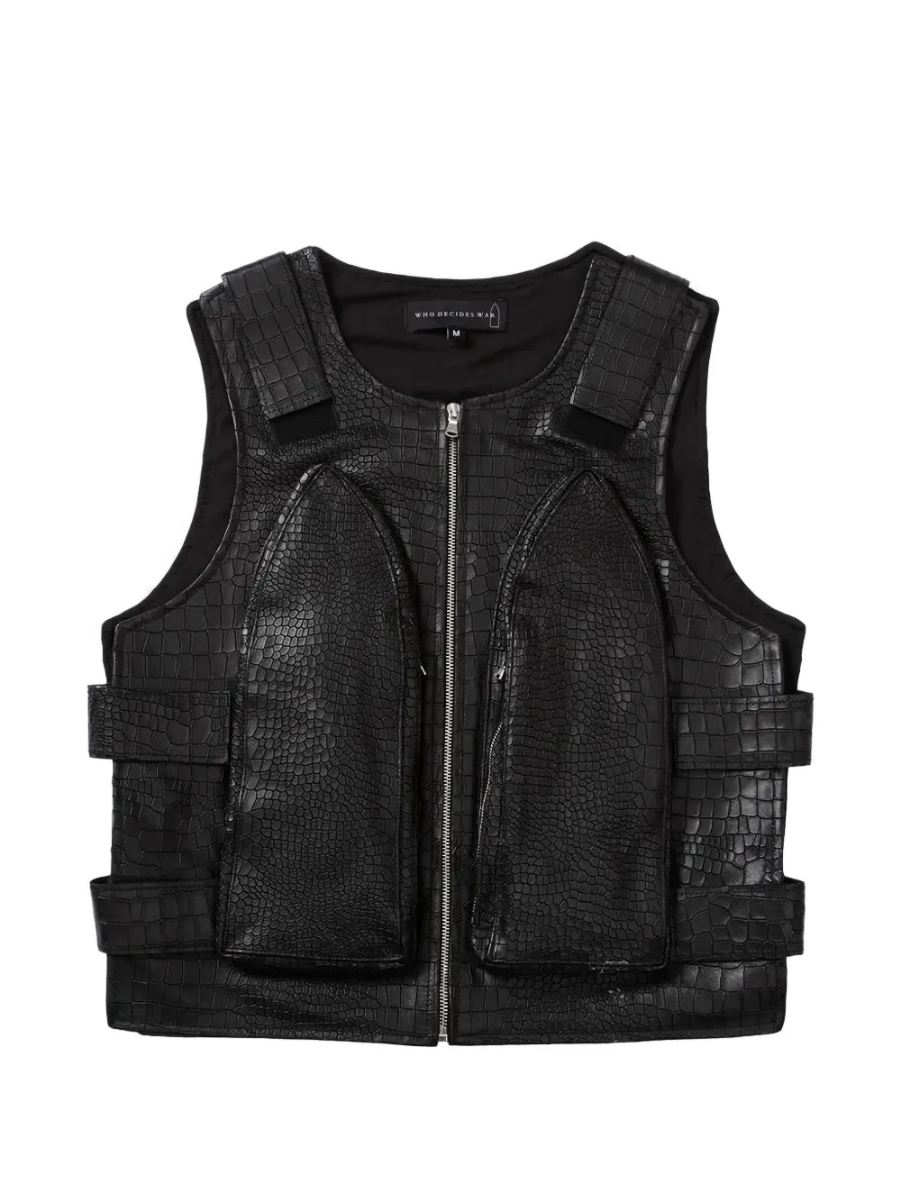 Who Decides War embossed zip-up vest - Nero