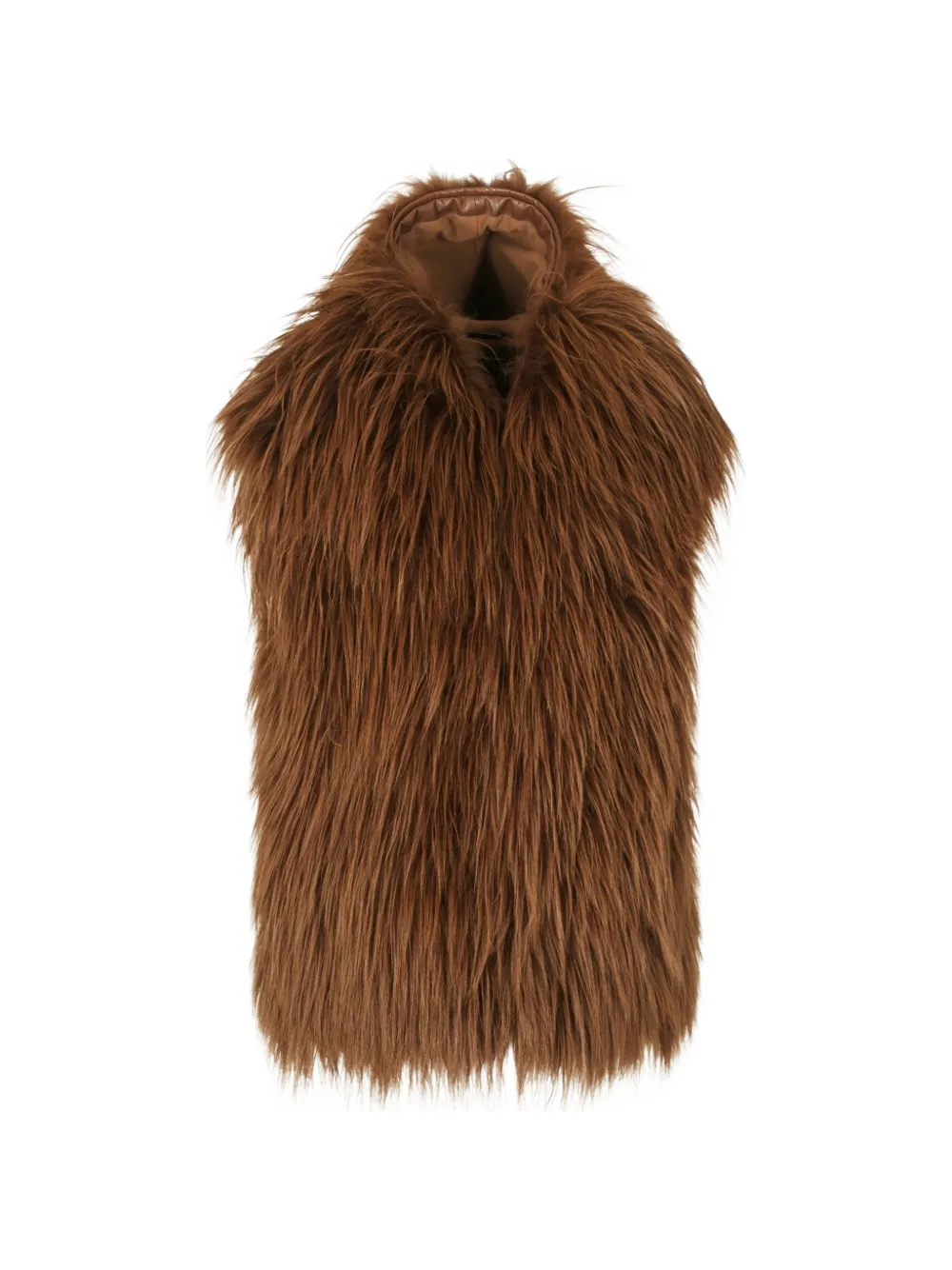 Giorgio Armani fur-collar sleeveless jacket - Marrone