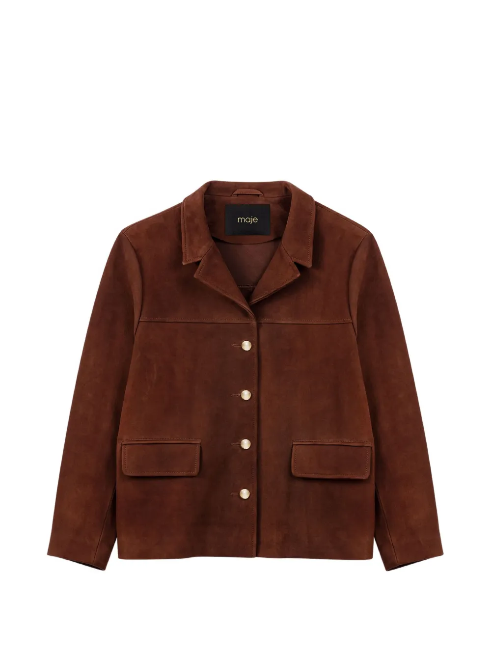 Maje buttoned leather jacket - Marrone