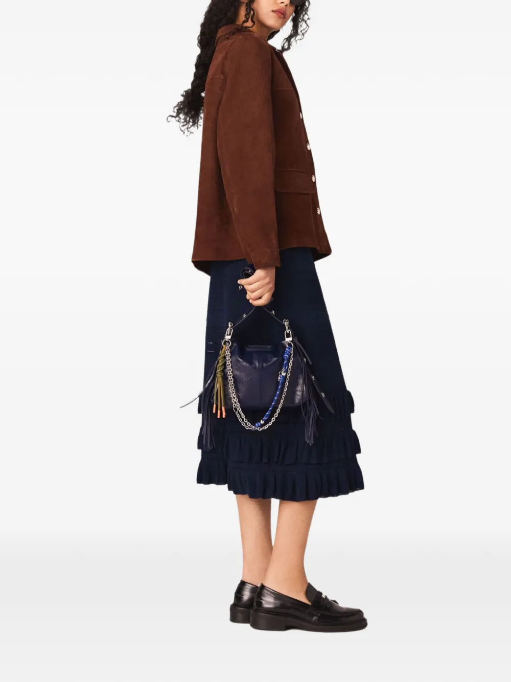  Maje Buttoned Leather Jacket - Brown 