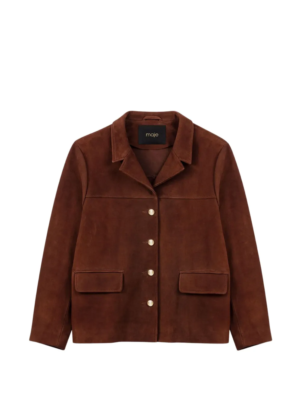 Maje buttoned leather jacket - Marrone