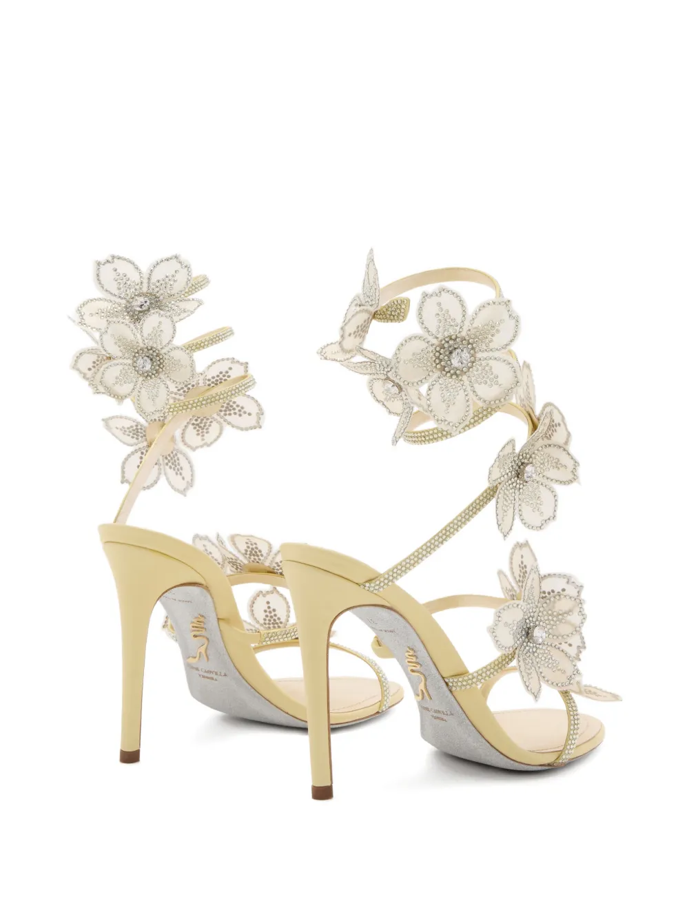René Caovilla Sandalen verfraaid met bloemen Beige