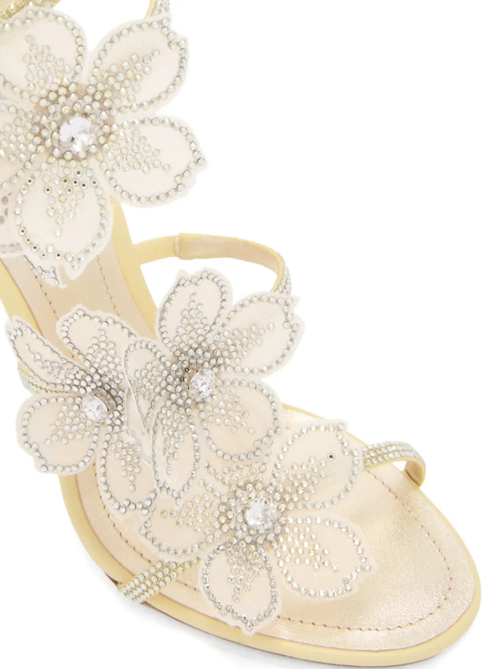 René Caovilla Sandalen verfraaid met bloemen Beige