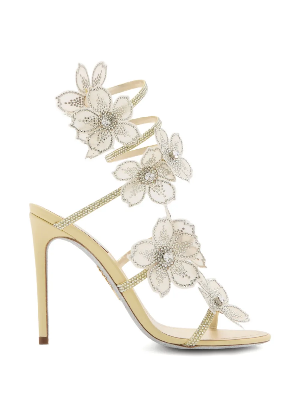 René Caovilla Sandalen verfraaid met bloemen Beige
