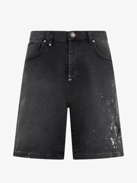 Philipp Plein paint denim shorts