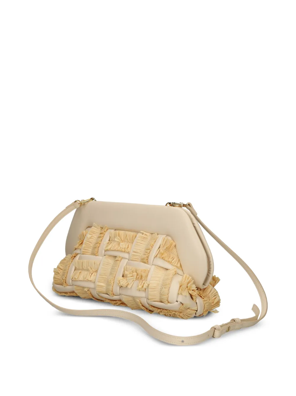  Themoirè Woven Fringed Crossbody Bag - Neutrals 