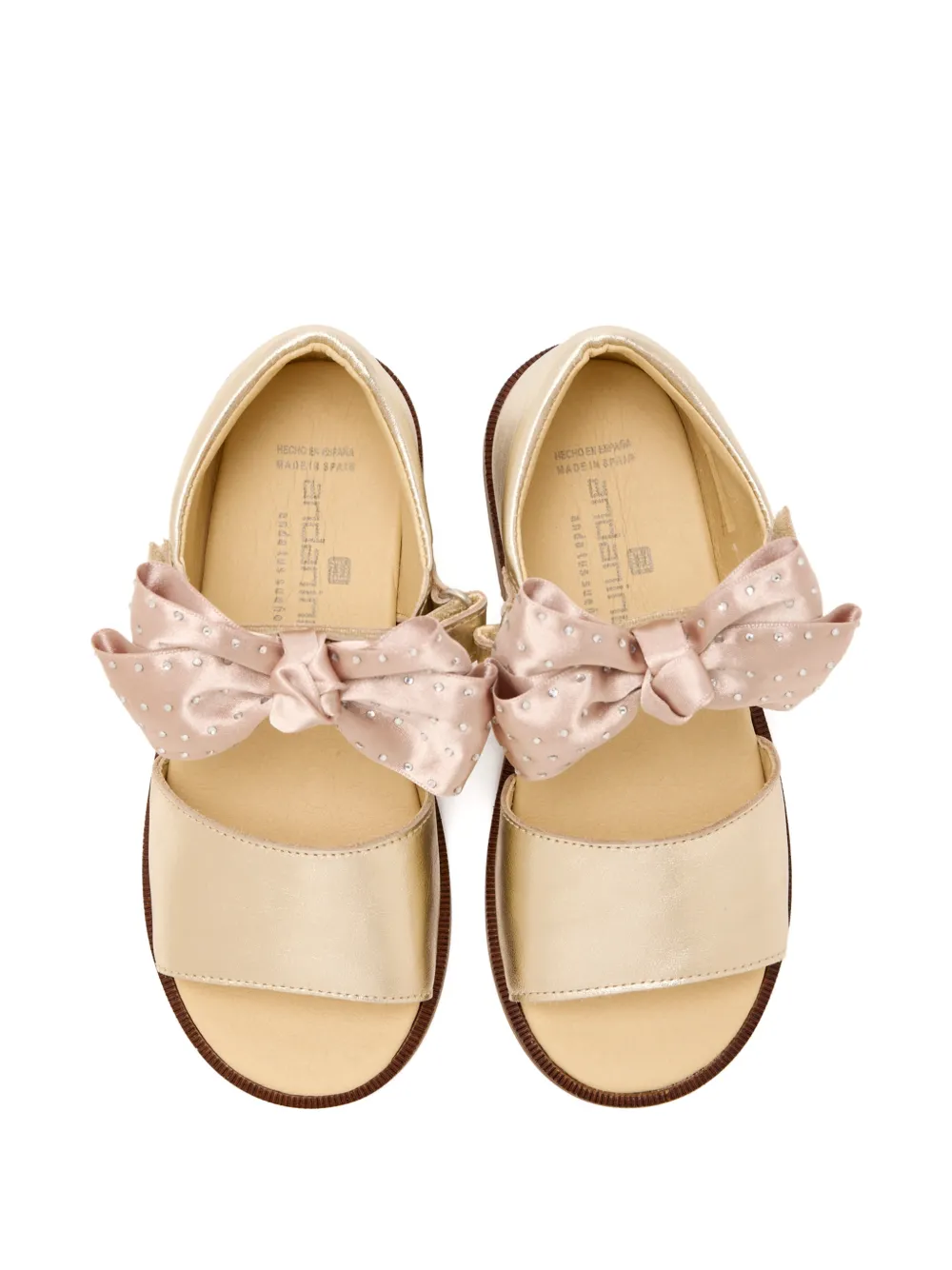 ANDANINES Metallic sandalen met strik Goud