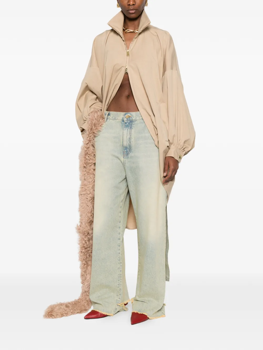  Darkpark Norma Draped-sleeve Bomber Jacket - Neutrals 