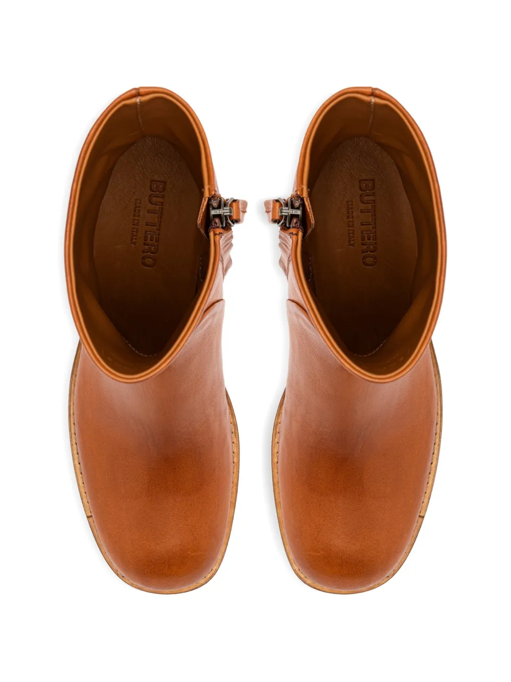 Buttero Bolgheri enkellaarzen met blokhak en rits Bruin