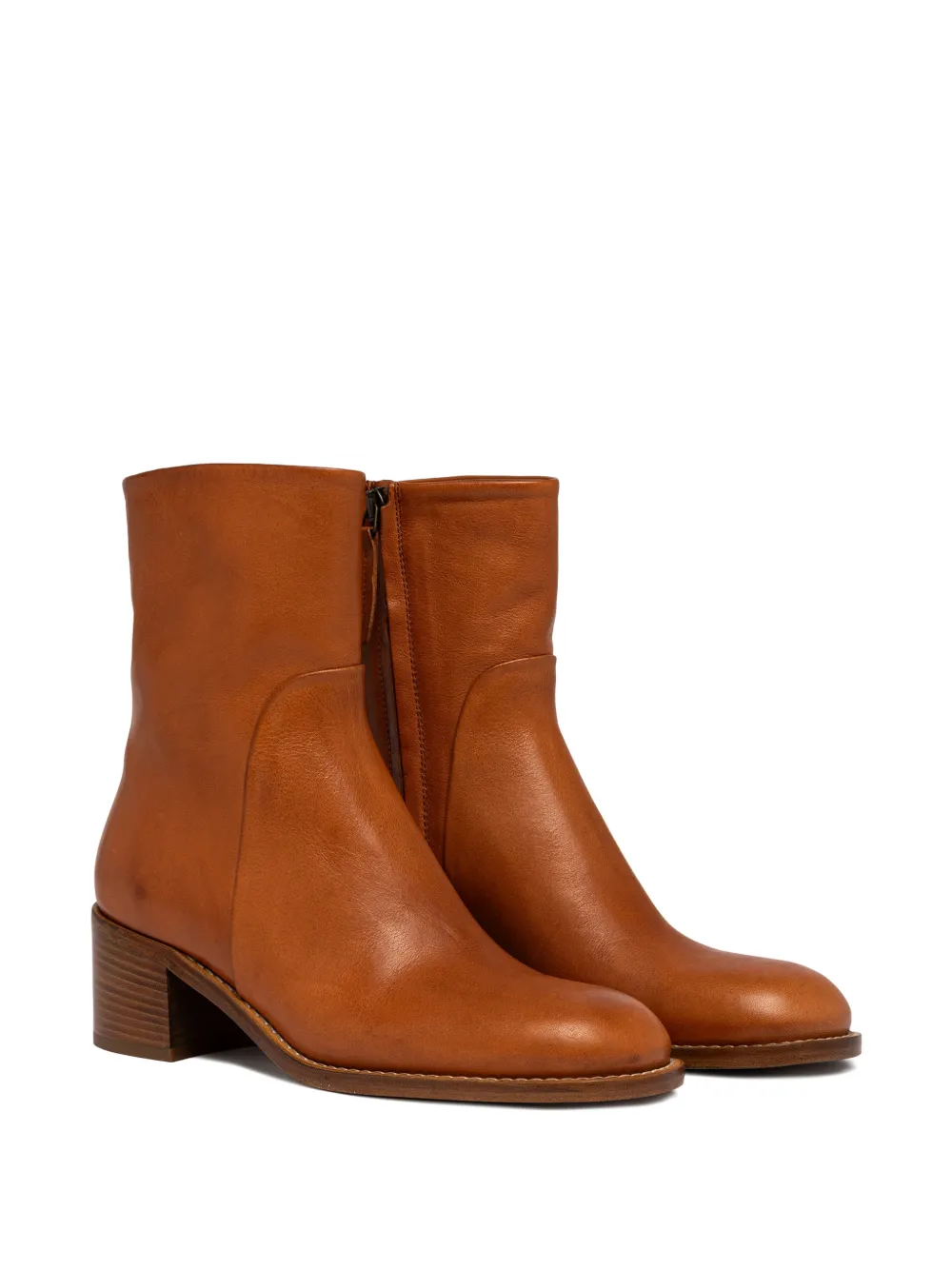  Buttero Bolgheri Zipped Block-heel Ankle Boots - Brown 