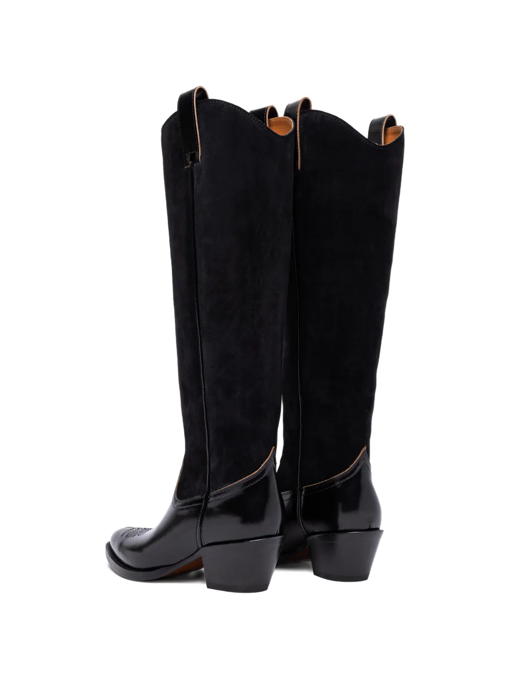 Buttero Annie suede-panel cowboy boots Zwart