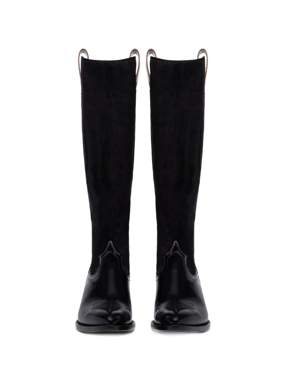 Buttero Annie suede-panel cowboy boots Zwart