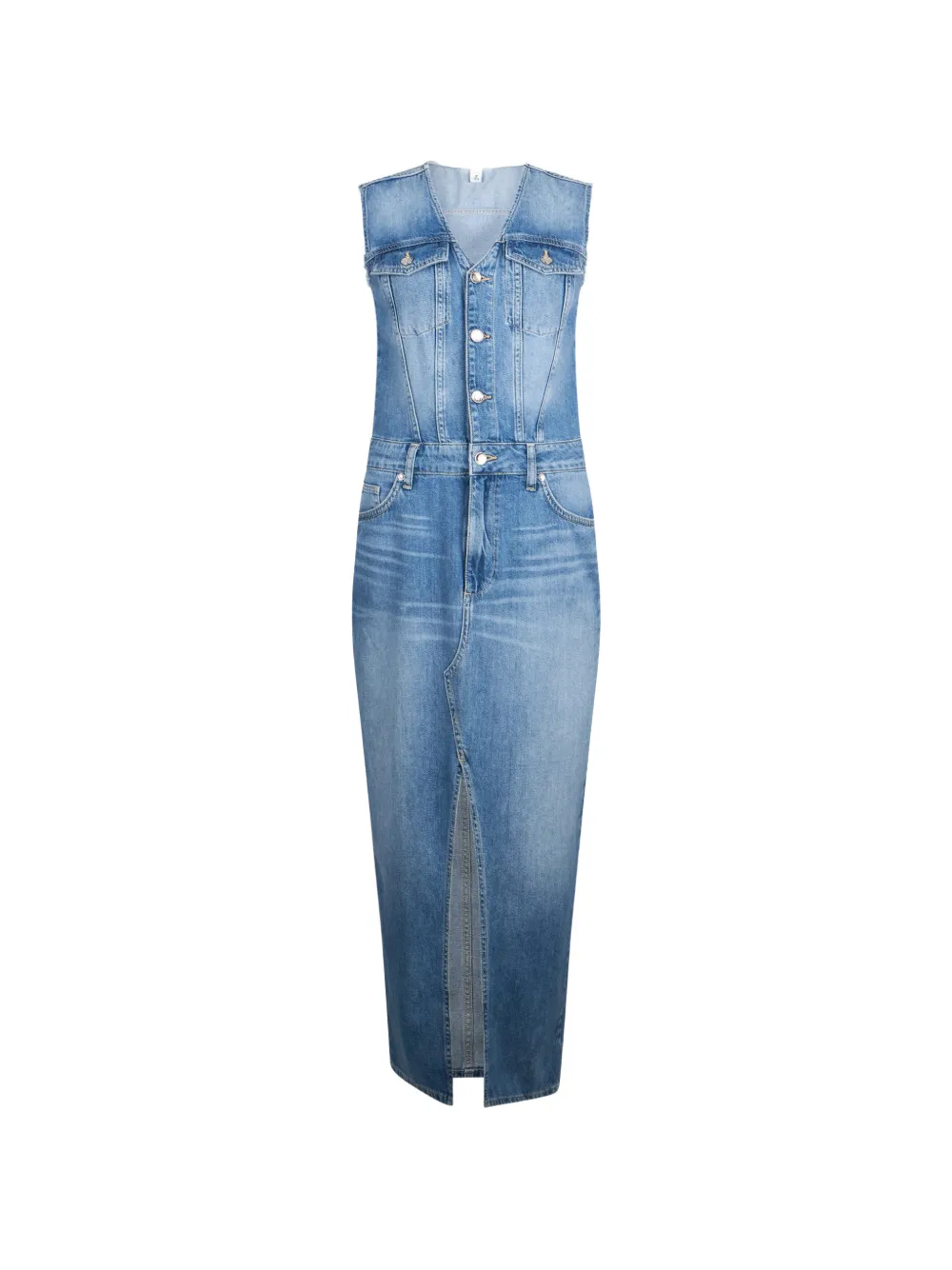 LIU JO V-neck front-slit midi dress - Blu