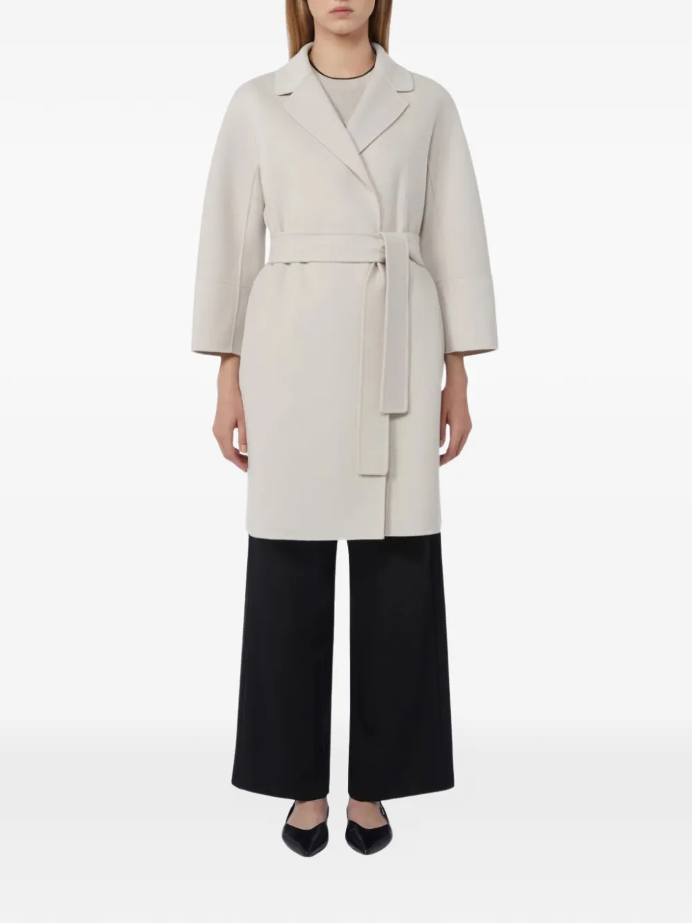 'S Max Mara Jas met ceintuur en kraag Beige