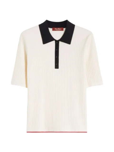 Max Mara button ribbed polo top