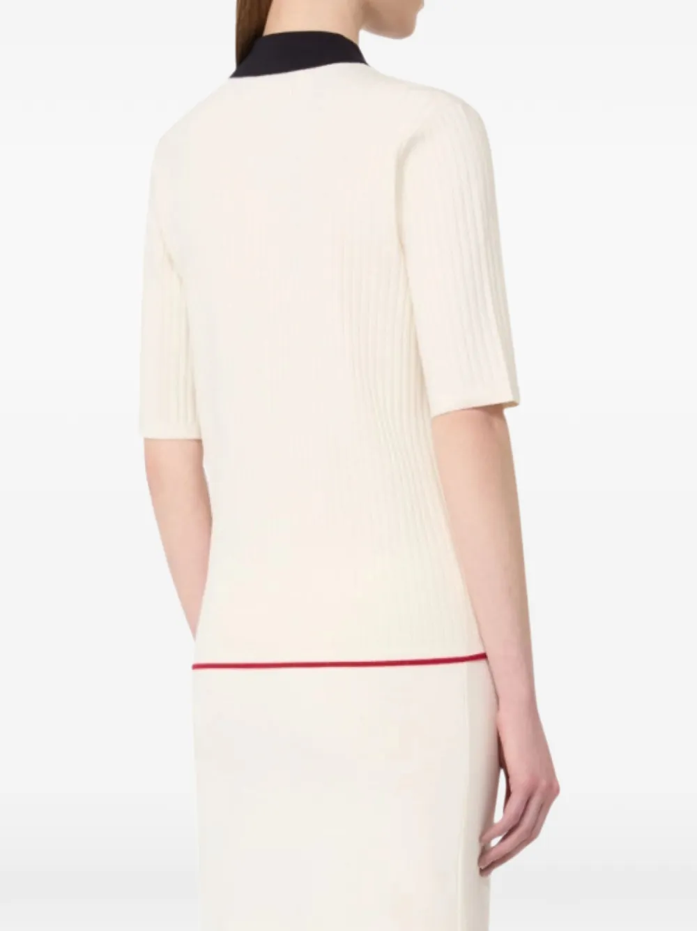  Max Mara Button Ribbed Polo Top - Neutrals 