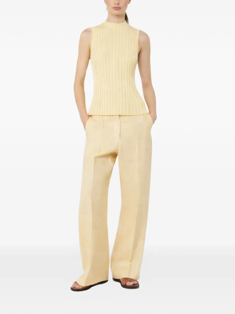 Weekend Max Mara Ribbed Knitted Top - Yellow 