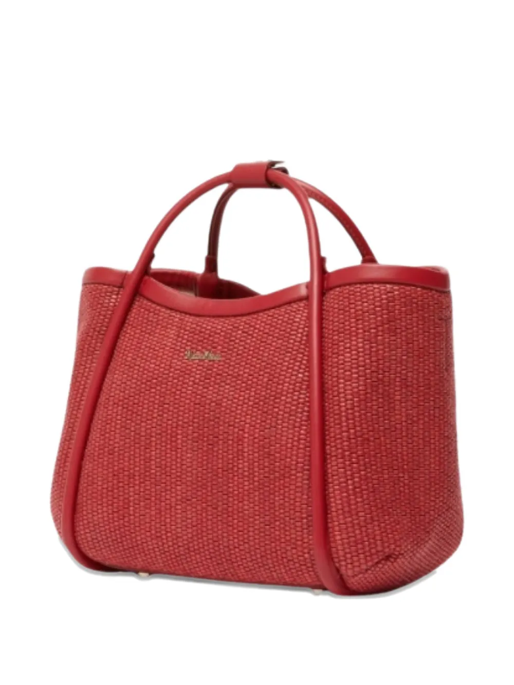 Max Mara Extra Small Marine Woven Tote Bag In Red