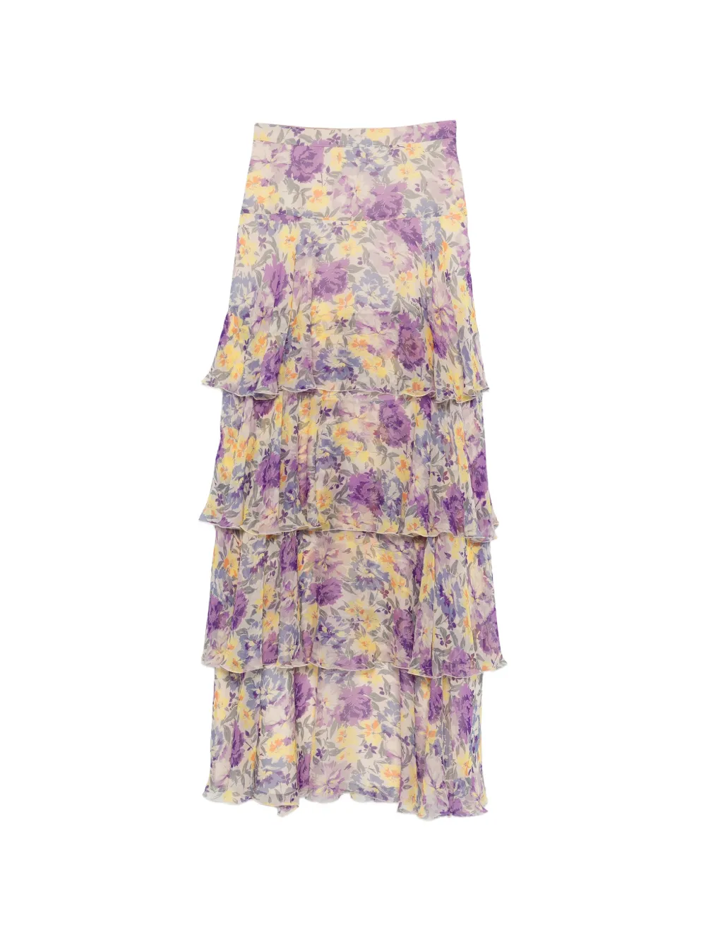 Valentino Garavani floral tiered maxi skirt - Viola