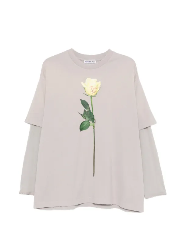 新品ACNE STUDIOS グラフィック レイヤードTシャツ XXS Acne Studios レイヤード グラフィック Tシャツ | ニュートラル