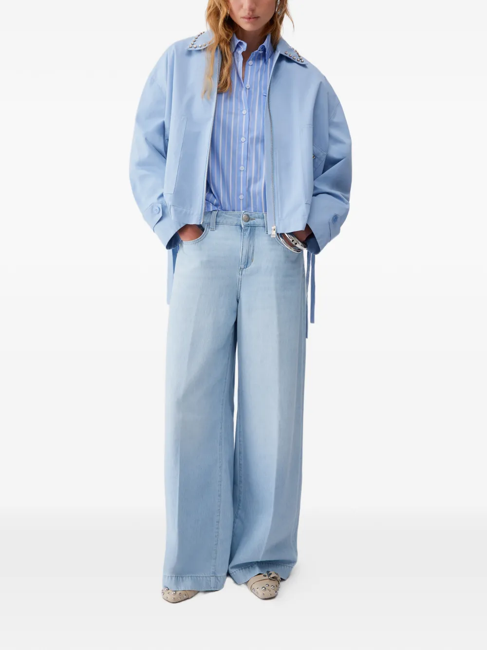  Liu Jo Striped Chest-pocket Shirt - Blue 